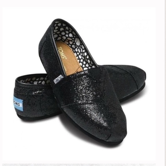 black sequin slip on shoes